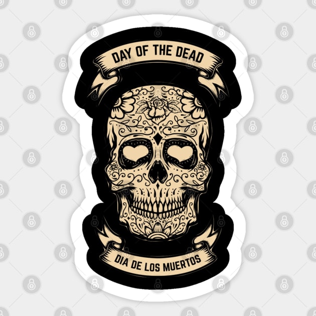 Day Of The Dead Sugar Skull & Hearts inside Eyes! Sticker by Gouzka Creators 